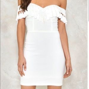 Vera& Lucy White Tassel Bodycon Dress